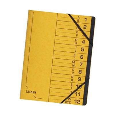 Falken chemise trieur, a4, carton, 12 compartiments, jaune 11288222