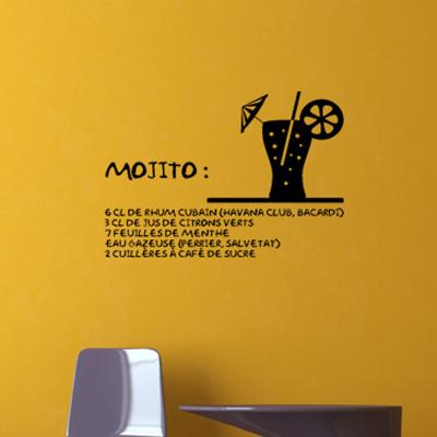 Pick and Stick Sticker Mural déco Mohito - 55 X 70 cm, Noir