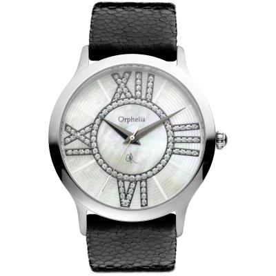 Montre Orphelia Crystal Cut-132-1702-14 en Cuir Noir