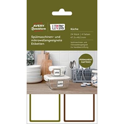 Avery zweckform 62004 living lave-vaisselle et mikrowell engeeignete étiquettes 47,5 x 48,5 mm (blanc)