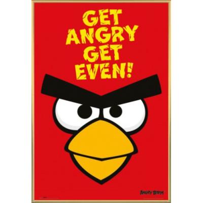 Poster Encadré: Angry Birds - Get Angry Get Even! (91x61 cm), Cadre Plastique, Or
