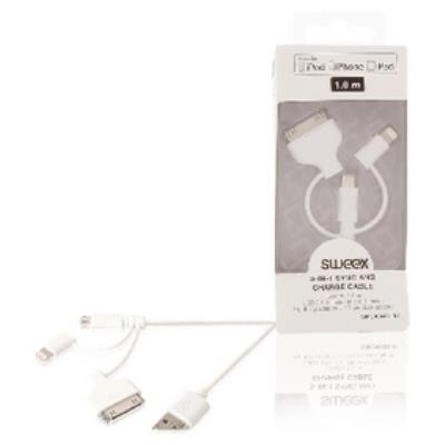 Câble De Synchronisation Et De Chargement 3 En 1, Usb 2.0 A Mâle Vers Micro B Mâle Avec Adaptateur Lightning Et Adaptateur Pour