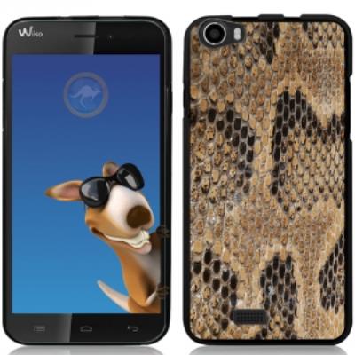 Coque Souple en gel noire pour Wiko Lenny avec impression Motifs peau de serpent