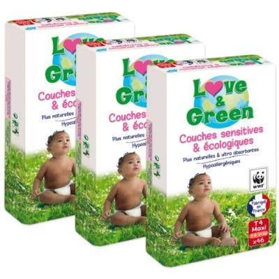 LOVE & GREEN - Couches Ecologiques Hypoallergéniques 0% T4 x46