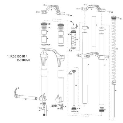 Rock shox de domaine double crown réduire r5510010 2011, la jambe