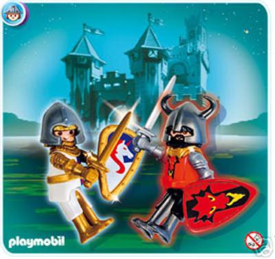 Playmobil - 5815 - Duo Chevalier Dragon Rouge Et Chevalier Licorne