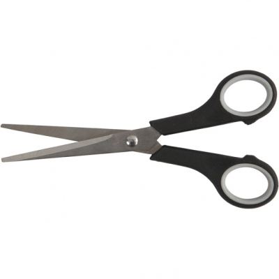 Creotime ciseaux d'enfants noirs 17 cm pour droitiers et gauchers