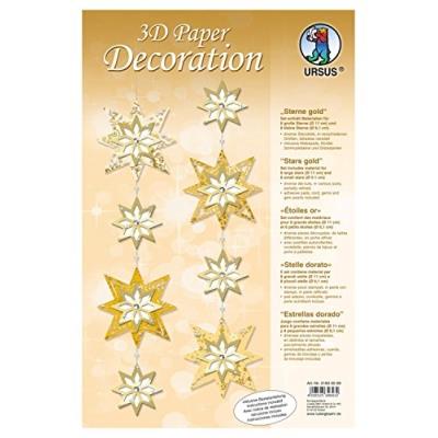 Ursus 21830099 3d paper decoration étoiles, or