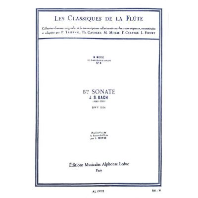 Bacj Jean Sébastien - Sonate No5 BWV1034 en mi mineur --- Flûte traversière et piano