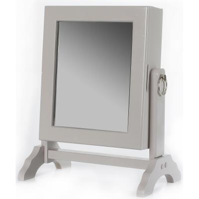 Armoire bijoux avec miroir inclinable - Taupe - Rangement 54 bijoux