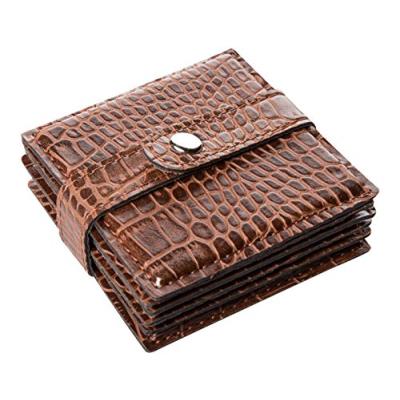 Signature home collection ap-183-a01 lot de 6 dessous de verre lavables aspect cuir de croco marron clair 10 x 10 x 3 cm