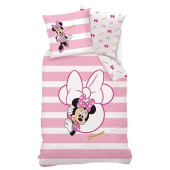 Minnie Disney Stripe Parure De Lit Enfant Housse De Couette Coton Achat Prix Fnac