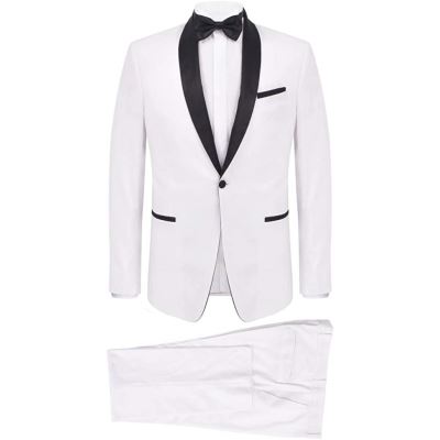 vidaXL 2x Smoking de Soirée Homme Taille 50 Blanc Costume Tuxedo Costard