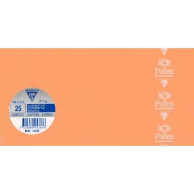 Paquet de 25 cartes simples Pollen 106x213mm Clémentine 210g