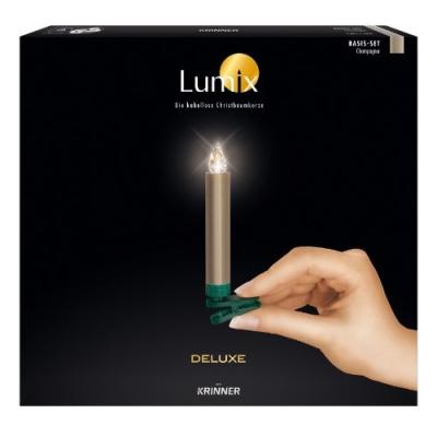 Krinner 74245  Lumix Deluxe Pack 10 Bougies Led Sans Fil Piles  Télécommande Infrarouge Incluses Champagne  Lumière Blanche C