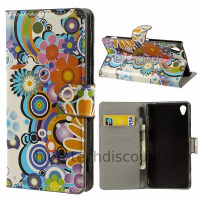 Housse etui coque pochette portefeuille PU cuir pour Sony Xperia Z3 + film ecran - FLEURS C