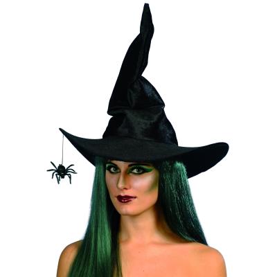 Chapeau sorcière noir avec araignée femme Halloween Taille Unique