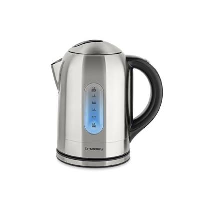 Grossag wk 42 bouilloire acier inoxydable brossé avec minuteur et exactitude de réglage de la température 1,7 l 2200 w