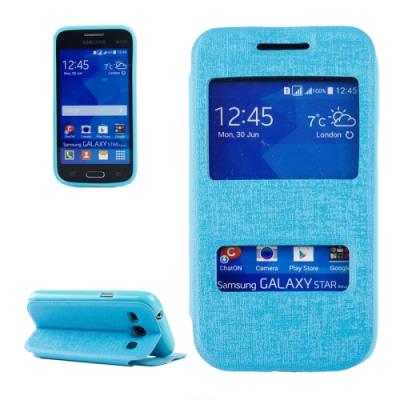 Galaxy Star 2 Plus / G350E Coque housse Cuir PU Bleu Horizontal