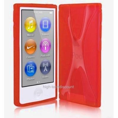Housse etui coque silicone gel X ROUGE pour Apple iPod Nano 7 7G + film ecran
