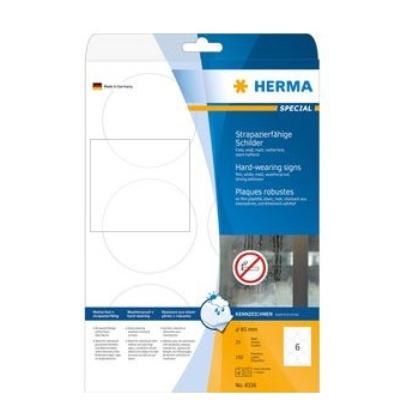 Herma Special A4 85mm rond Fort Adhesive Sign - Blanc (Lot de 150)