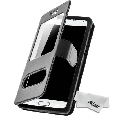 Housse Etui Fenêtre Universel pour Smartphone 5.3 5.5 pouces - Noir