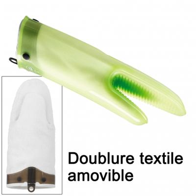 Moufle silicone et textile, vert transparent