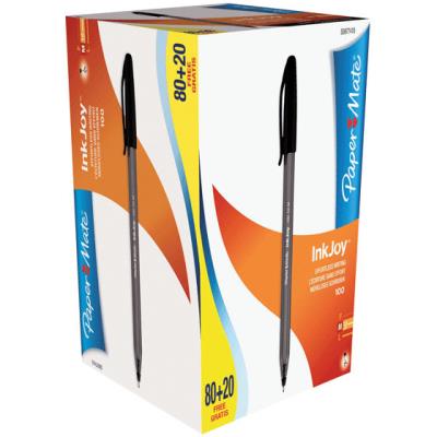 Stylo bille Papermate InkJoy noir - Boite de 100 dont 20 gratuits