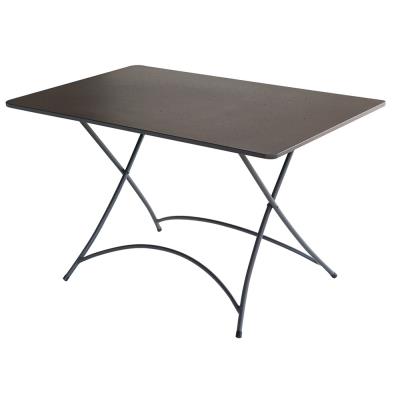 Table rectangulaire de jardin en fer forgé coloris gris anthracite - Dim : H 72 x L 120 x P 80 cm -PEGANE-
