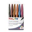 PENTEL POCHETTE DE 6 FEUTRES PINCEAUX À POINTE SOUPLE POUR ESQUISSE/CALLIGRAPHIE COULEURS ASSORTIES ARTIST