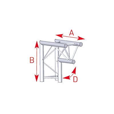 ASD 57ASX23 / Angle 2 départs vertical 90Â° pied lg 0m50 x 0m50