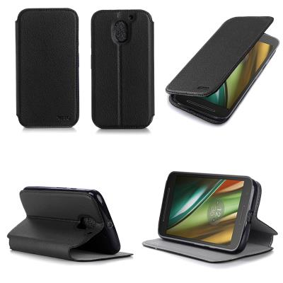 Etui luxe Lenovo Moto E3 noir Ultra Slim Cuir Style avec stand - Housse coque de protection Motorola Moto E3 - Accessoires pochette XEPTIO : Exceptional case !