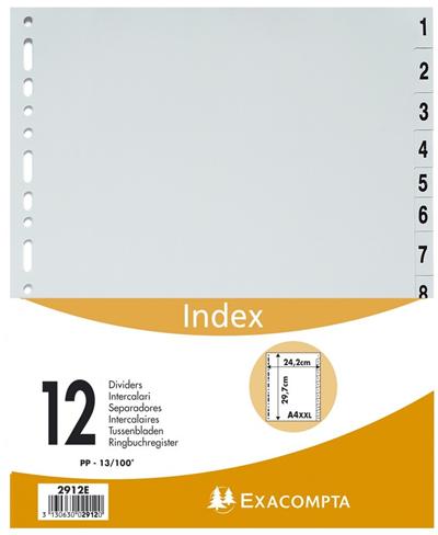 Intercalaires Exacompta Numériques 1-31 polypropylène pour Pochettes Perforées