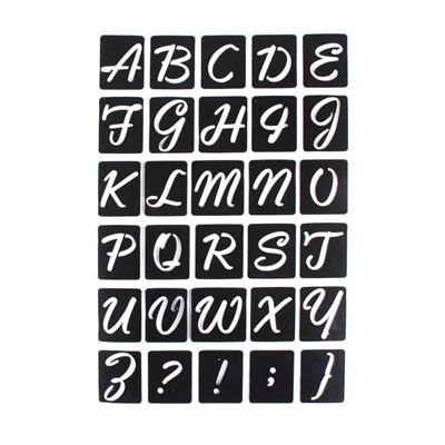Pochoir adhésif alphabet script 14x20 cm - megacrea