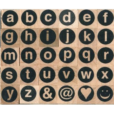 Tampon en bois alphabet rond minuscule 1cm - artémio