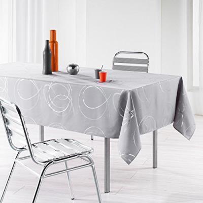 L'harmonie du décor 1721578 nappe imprimé argent bully polyester perle 240 x 150 x 240 cm
