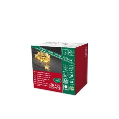 KONSTSMIDE 3171-803 GUIRLANDE DÉCO ÉTOILES EN MÉTAL + 16 LED BLANC CHAUD + CÂBLE TRANSPARENT DORÉ 24 V