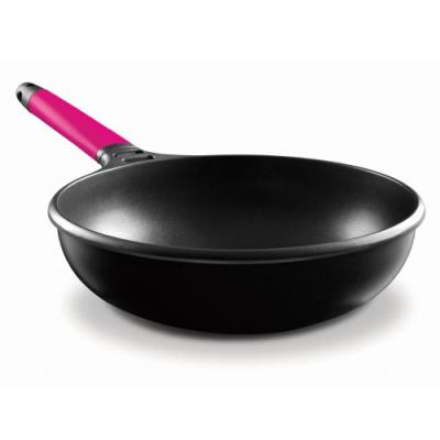 Castey f14-iw28 wok induction avec manche amovible fonte magenta 28 x 28 x 11,8 cm