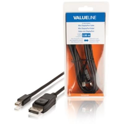 Câble mini displayport mini displayport mâle ? displayport mâle, 3,00 m noir valueline