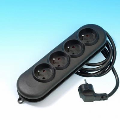 Profile-bloc multiprise, 4 socles, 1,5m, noir ,