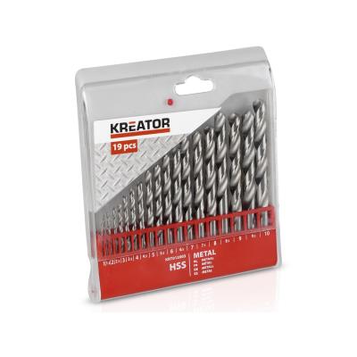 Coffret de 19 forets en m&eacute;tal HSS Kreator Coffret 19 forets HSS