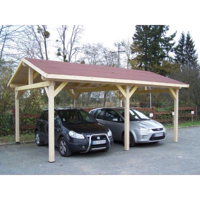 Habrita - Carport Double Avec Couverture Bardeau Bitumé