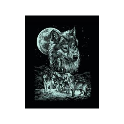 Carte à gratter argentée - 21 x 31 cm - loups