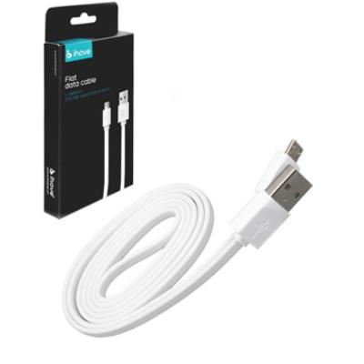 Cable USB plat anti-noeud micro-USB Blanc