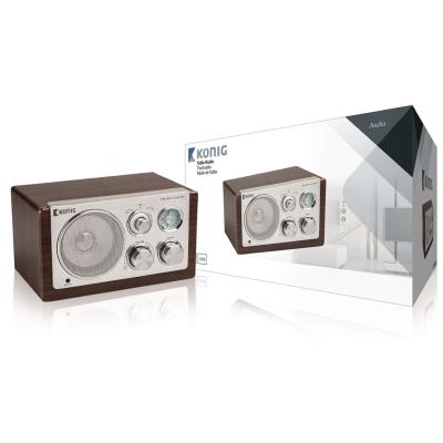 radio de table retro fm / am 3 w marron