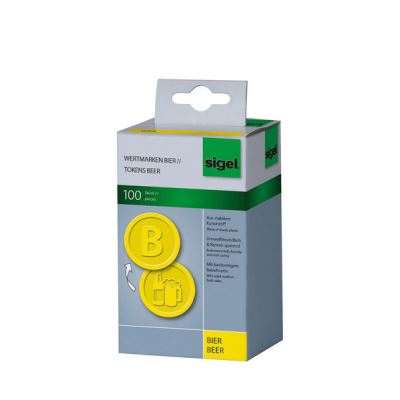 Sigel SI-WM004 Value Coins Plastic 100 Pieces 25mm Bière Jaune