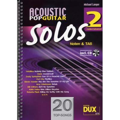 Partitions variété, pop, rock... Edition Dux ACOUSTIC POP GUITAR SOLOS SOLF. & TAB VOL.2  + CD Guitare tablatures