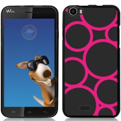 Coque Souple en gel noire pour Wiko Lenny avec impression Motifs ronds fushias
