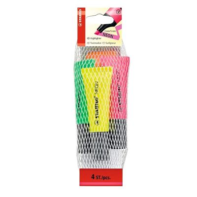 Stabilo Multicolore Neon Surligneur, Lot De 4 Pièces