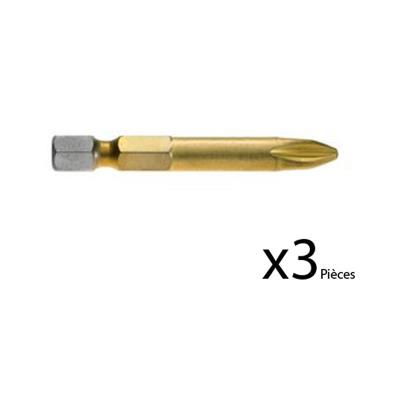 Lot De 3 Embouts De Vissage Max Grip Phillips Ph3 à Queue 6 Pans Mâle 1/4' Longueur 49 Mm Bosch 2607001553